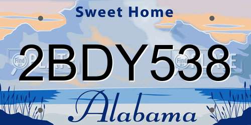 2BDY538 Alabama License Plate