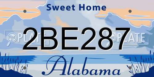 2BE287 Alabama License Plate