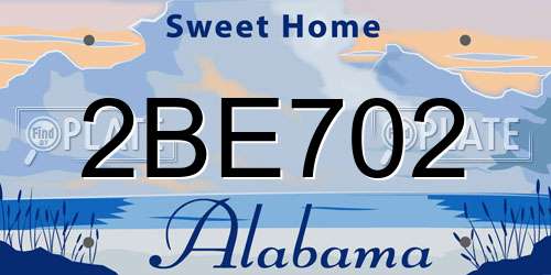 2BE702 Alabama License Plate