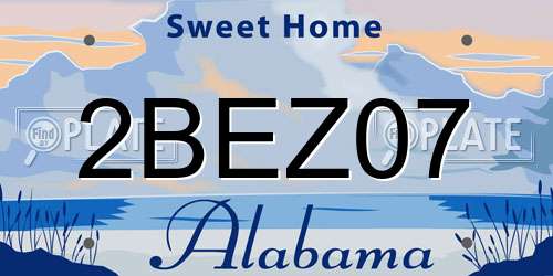 2BEZ07 Alabama License Plate