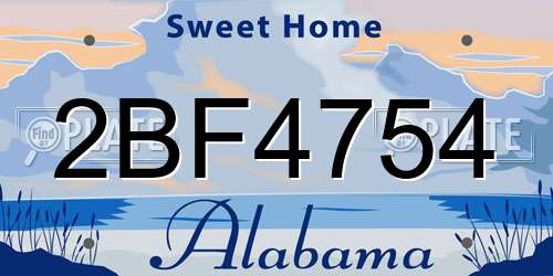 2BF4754 Alabama License Plate