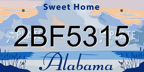 2BF5315 Alabama License Plate
