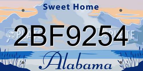 2BF9254 Alabama License Plate