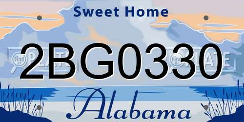 2BG0330 Alabama License Plate
