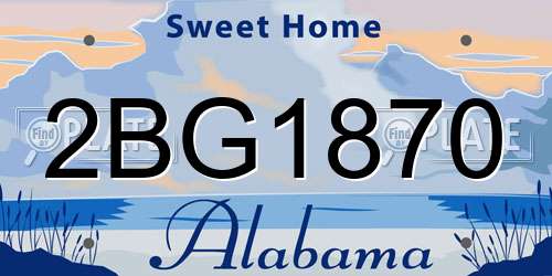 2BG1870 Alabama License Plate