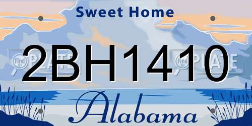 2BH1410 Alabama License Plate