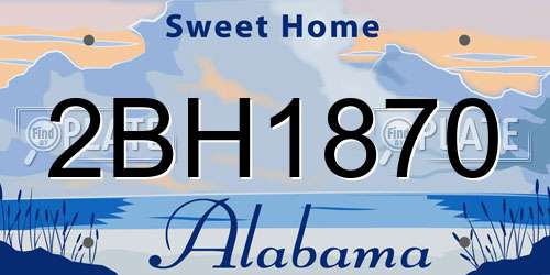 2BH1870 Alabama License Plate