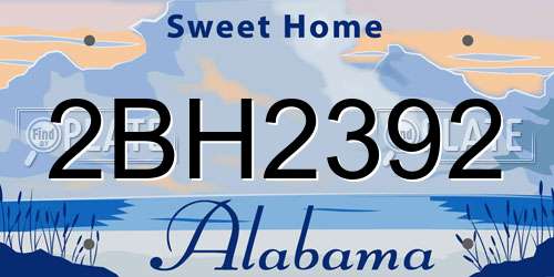 2BH2392 Alabama License Plate