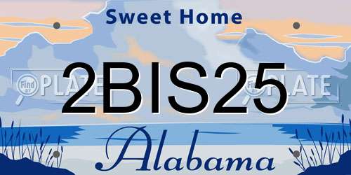 2BIS25 Alabama License Plate