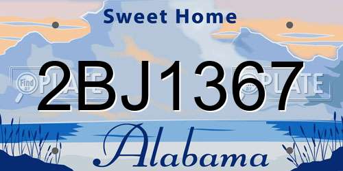 2BJ1367 Alabama License Plate