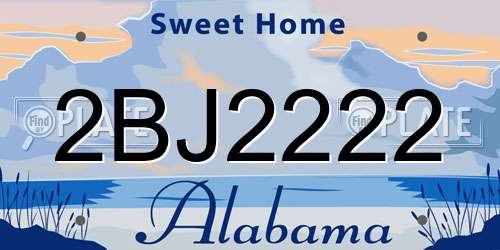 2BJ2222 Alabama License Plate