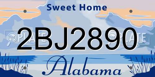 2BJ2890 Alabama License Plate