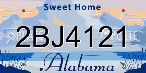 2BJ4121 Alabama License Plate