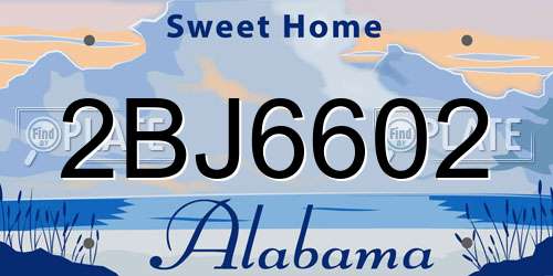 2BJ6602 Alabama License Plate
