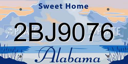2BJ9076 Alabama License Plate