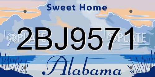 2BJ9571 Alabama License Plate