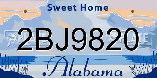 2BJ9820 Alabama License Plate