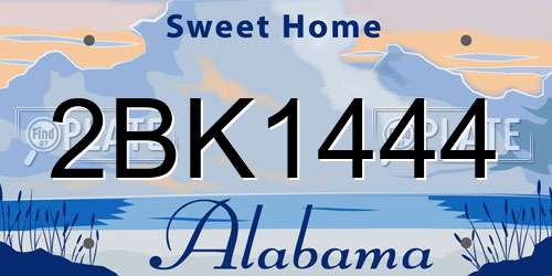 2BK1444 Alabama License Plate