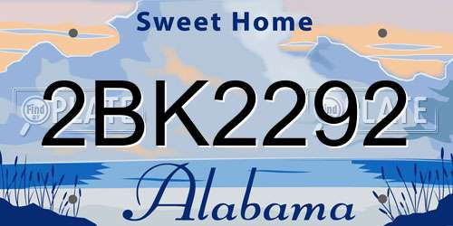 2BK2292 Alabama License Plate