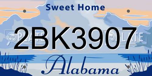 2BK3907 Alabama License Plate