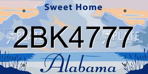 2BK4777 Alabama License Plate