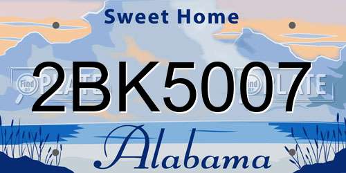 2BK5007 Alabama License Plate