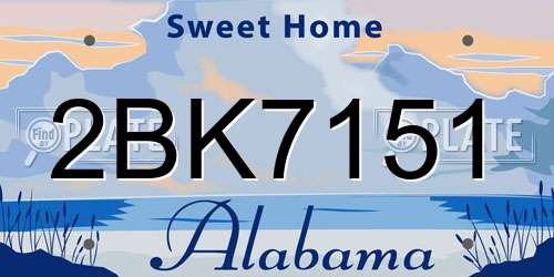 2BK7151 Alabama License Plate