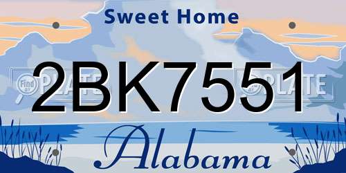2BK7551 Alabama License Plate