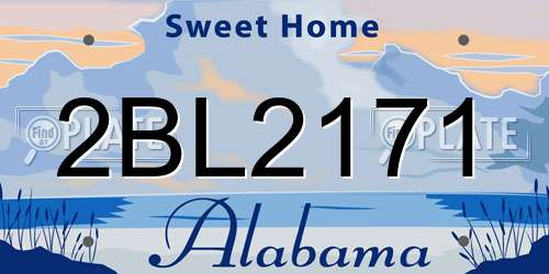 2BL2171 Alabama License Plate