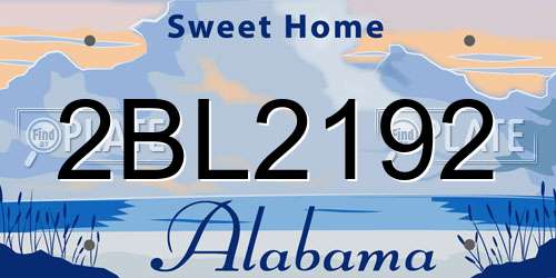 2BL2192 Alabama License Plate