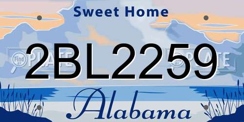 2BL2259 Alabama License Plate