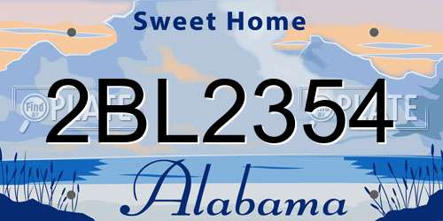 2BL2354 Alabama License Plate