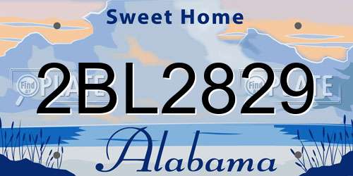 2BL2829 Alabama License Plate