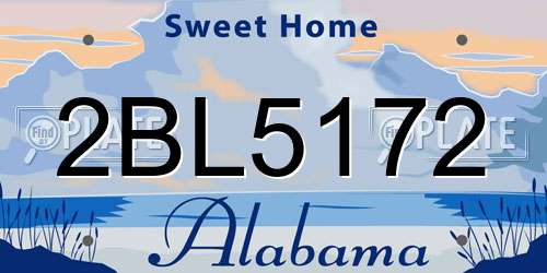 2BL5172 Alabama License Plate