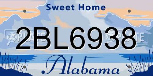 2BL6938 Alabama License Plate