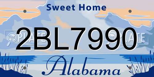 2BL7990 Alabama License Plate