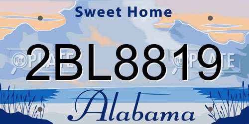 2BL8819 Alabama License Plate