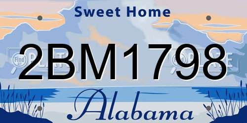 2BM1798 Alabama License Plate