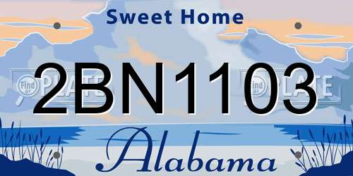 2BN1103 Alabama License Plate