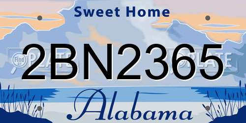2BN2365 Alabama License Plate