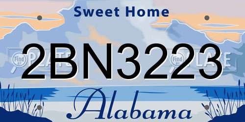 2BN3223 Alabama License Plate
