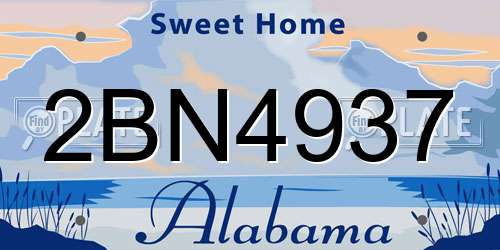 2BN4937 Alabama License Plate