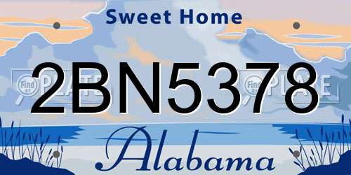 2BN5378 Alabama License Plate
