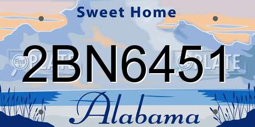 2BN6451 Alabama License Plate