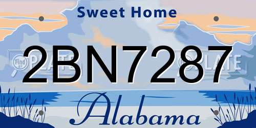 2BN7287 Alabama License Plate