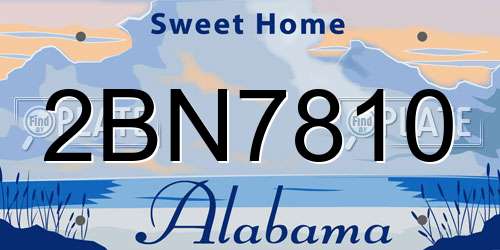 2BN7810 Alabama License Plate