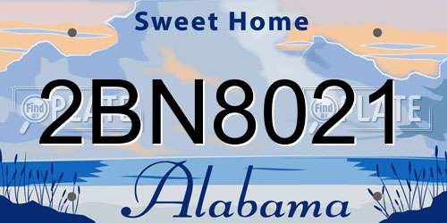 2BN8021 Alabama License Plate