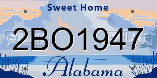 2BO1947 Alabama License Plate