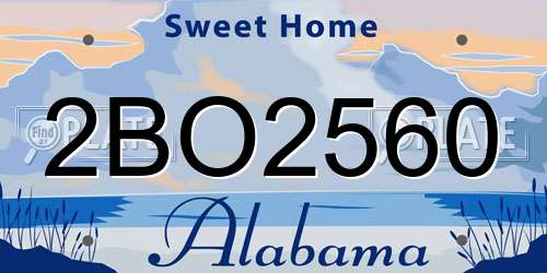 2BO2560 Alabama License Plate