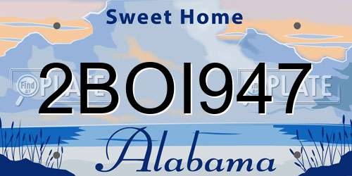 2BOI947 Alabama License Plate
